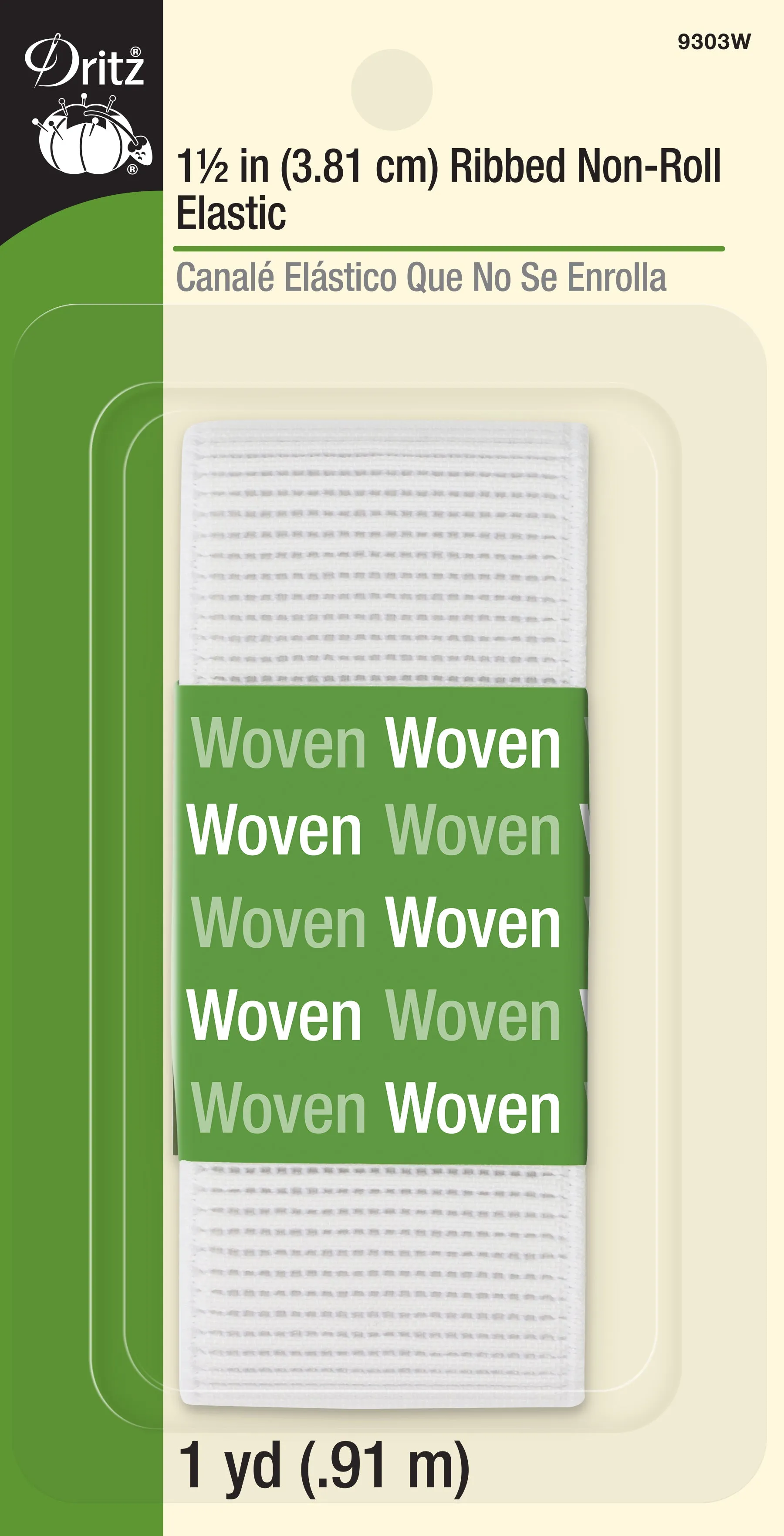 1-1/2" Ribbed Non-Roll Elastic, White