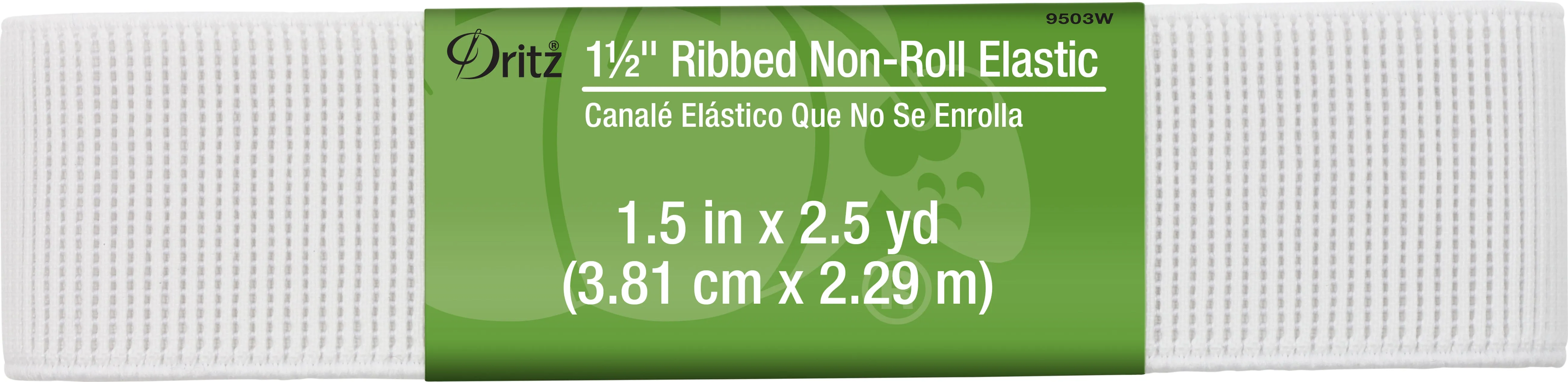 1-1/2" Ribbed Non-Roll Elastic, White