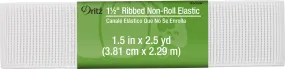 1-1/2" Ribbed Non-Roll Elastic, White