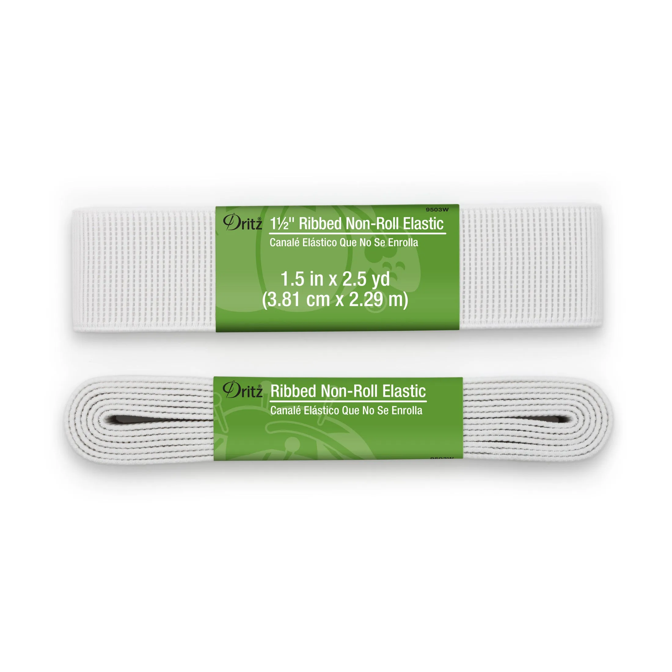 1-1/2" Ribbed Non-Roll Elastic, White