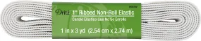 1" Ribbed Non-Roll Elastic, White, 3 yd