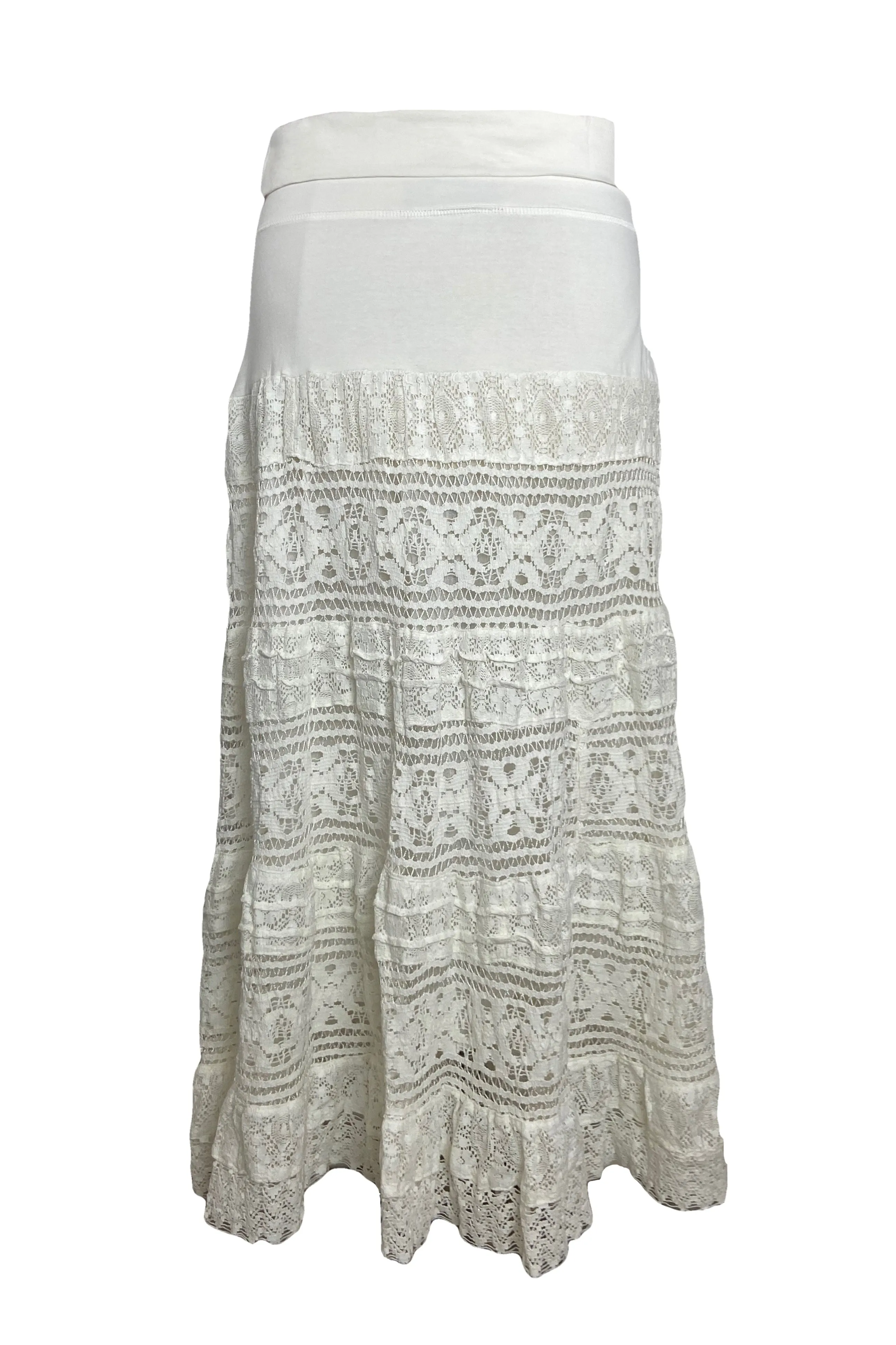 21 494 SKT Cotton Full Heavy Lace Tiered Lined Long Ankle Skirt
