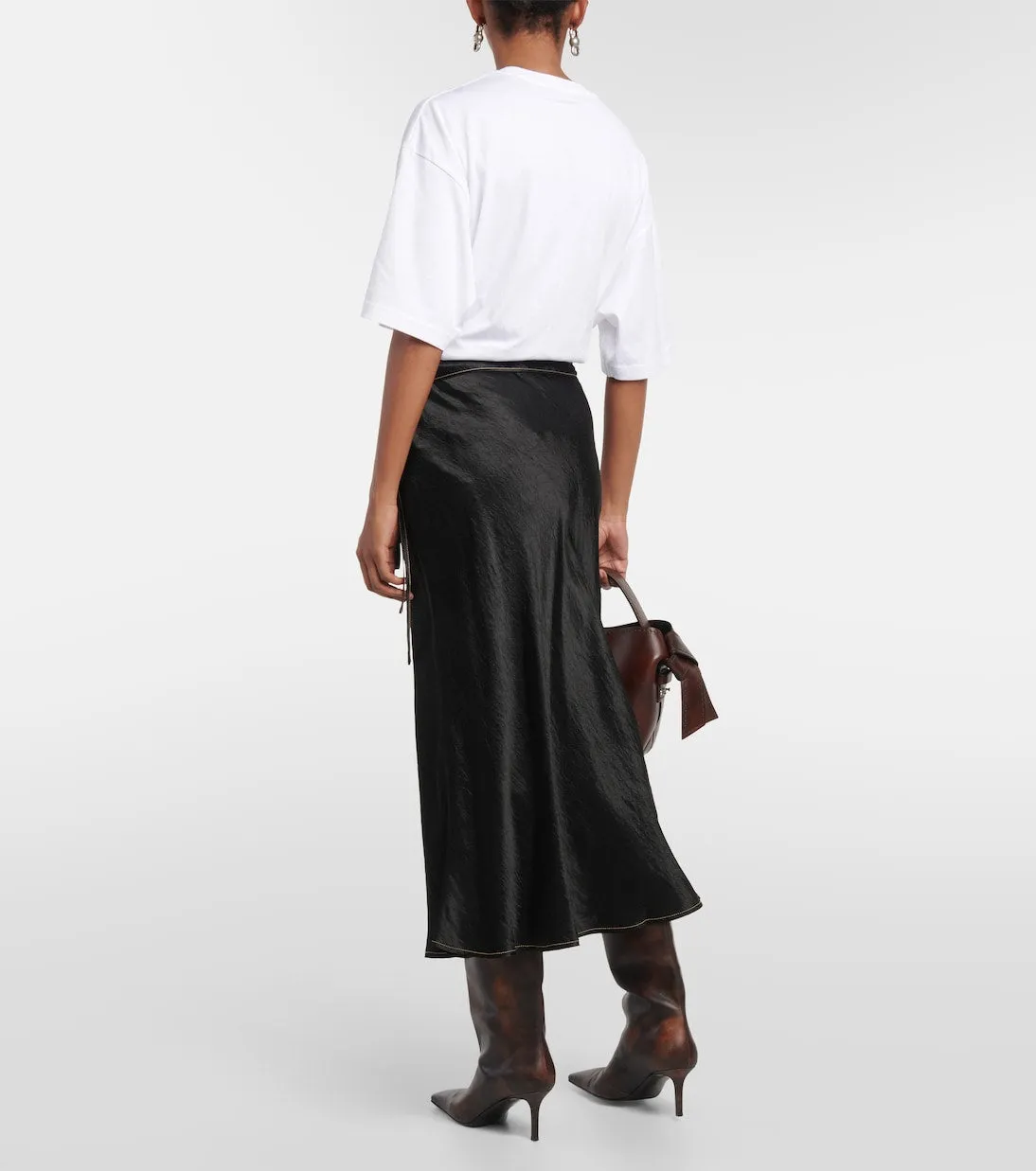 Acne Studios Satin Wrap Skirt, Black