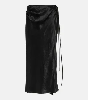 Acne Studios Satin Wrap Skirt, Black