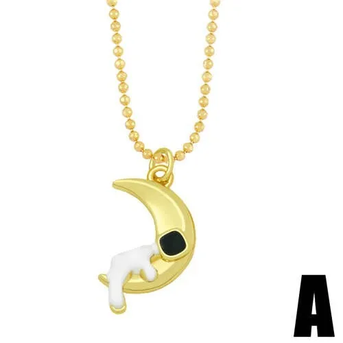Astronaut Design Pendant U.S. and European Fashion Celestial Wholesale Costume Necklace - Moon