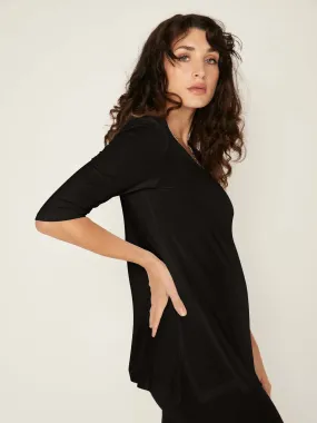 Bamboo Mid Sleeve T Shirt - Black