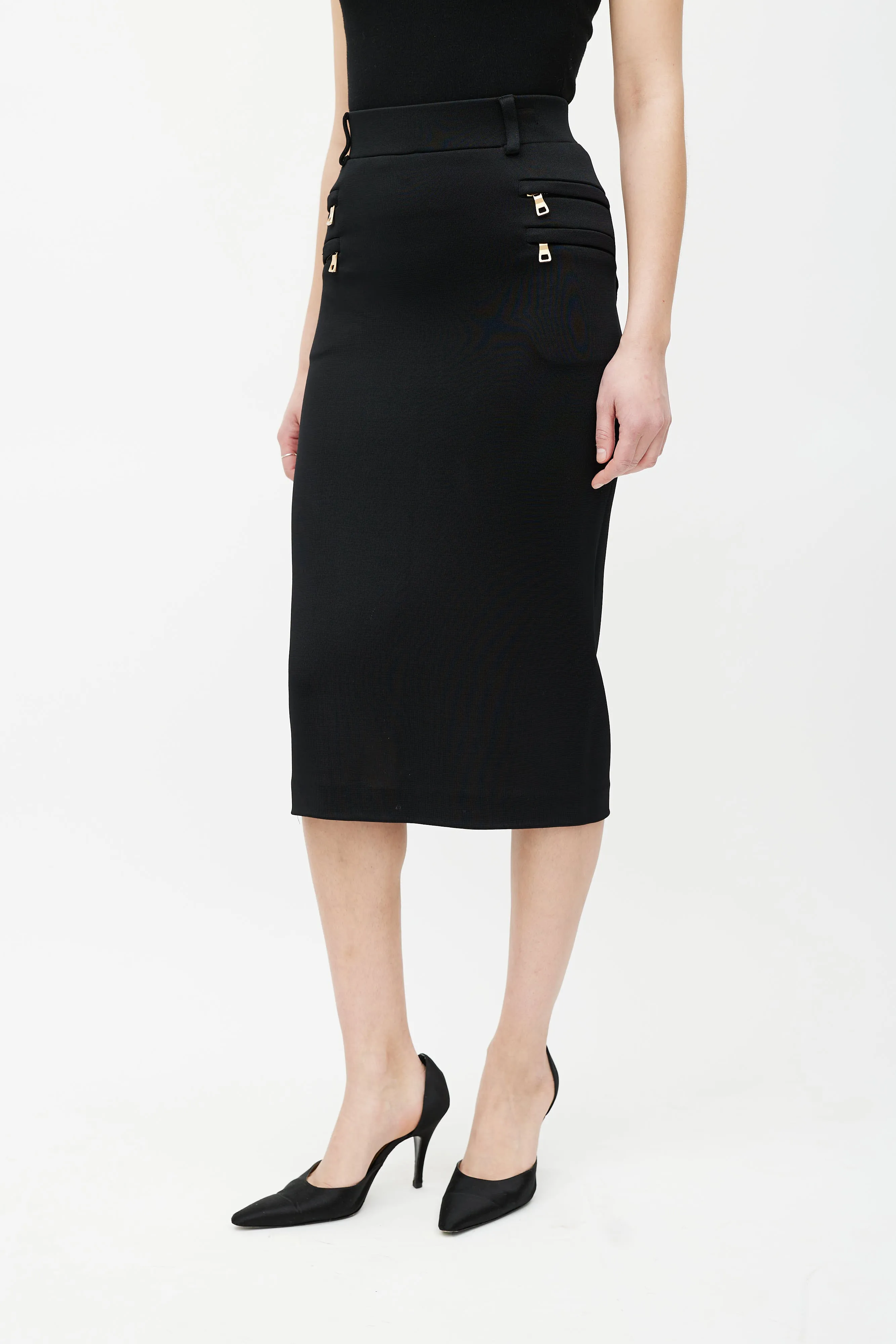 Black & Gold Zip Skirt