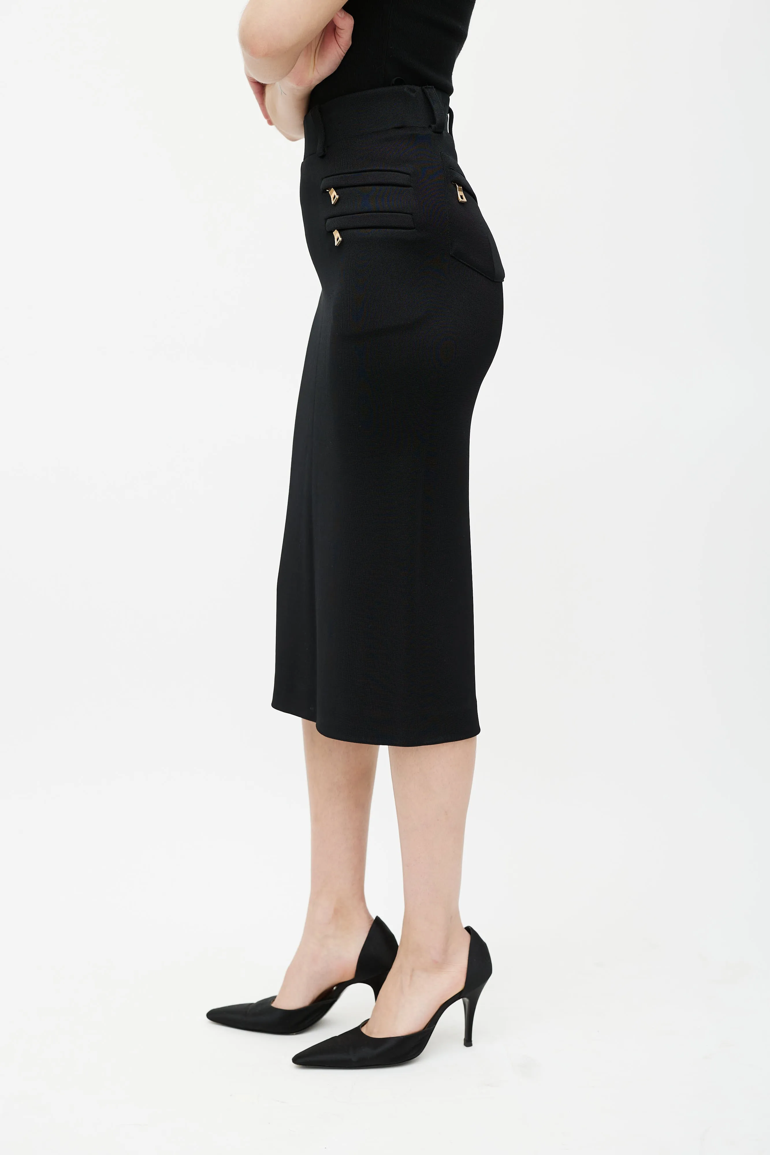 Black & Gold Zip Skirt