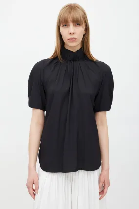 Black Silk Gathered Top