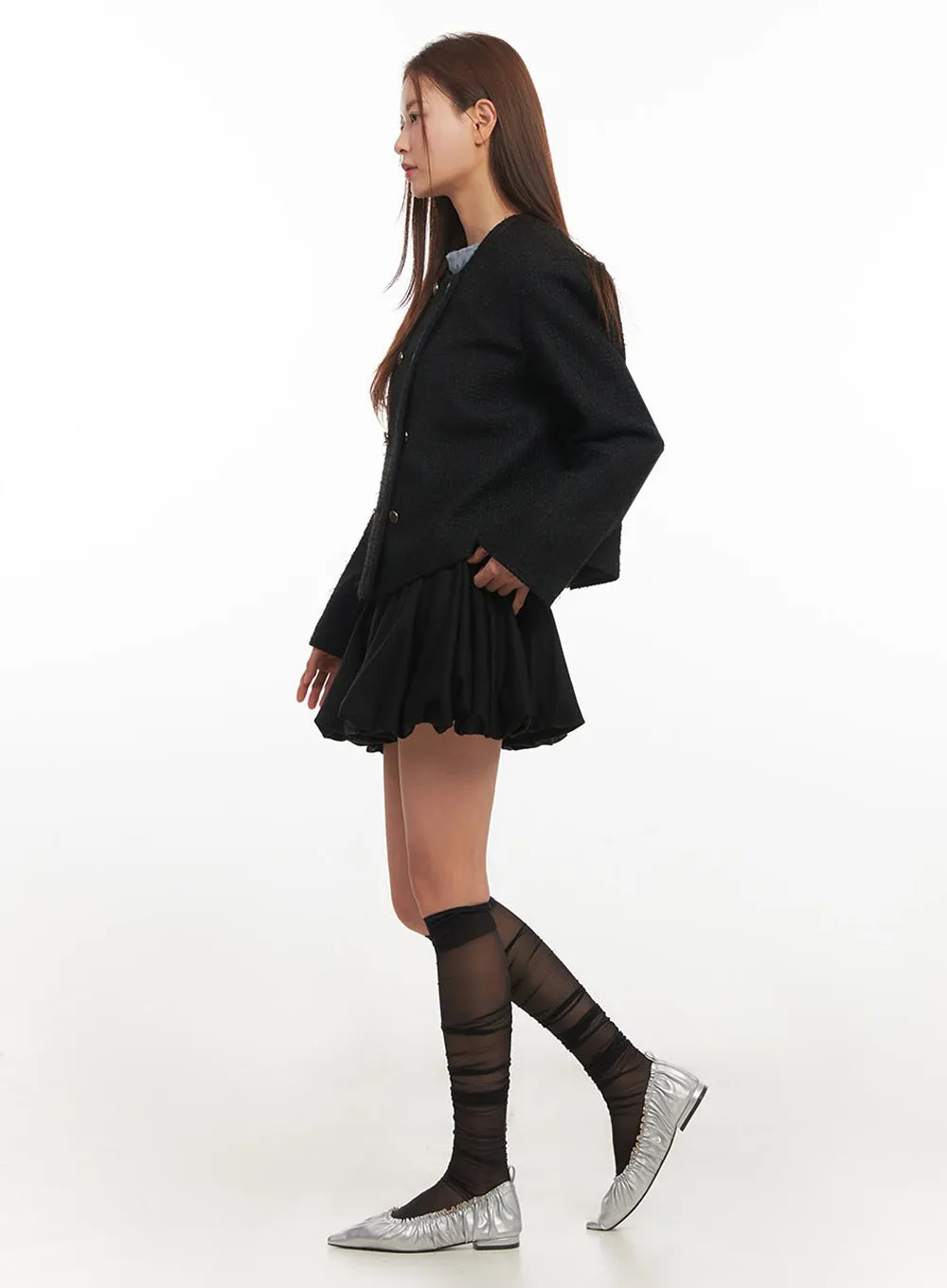 Buttoned Tweed Jacket IM513