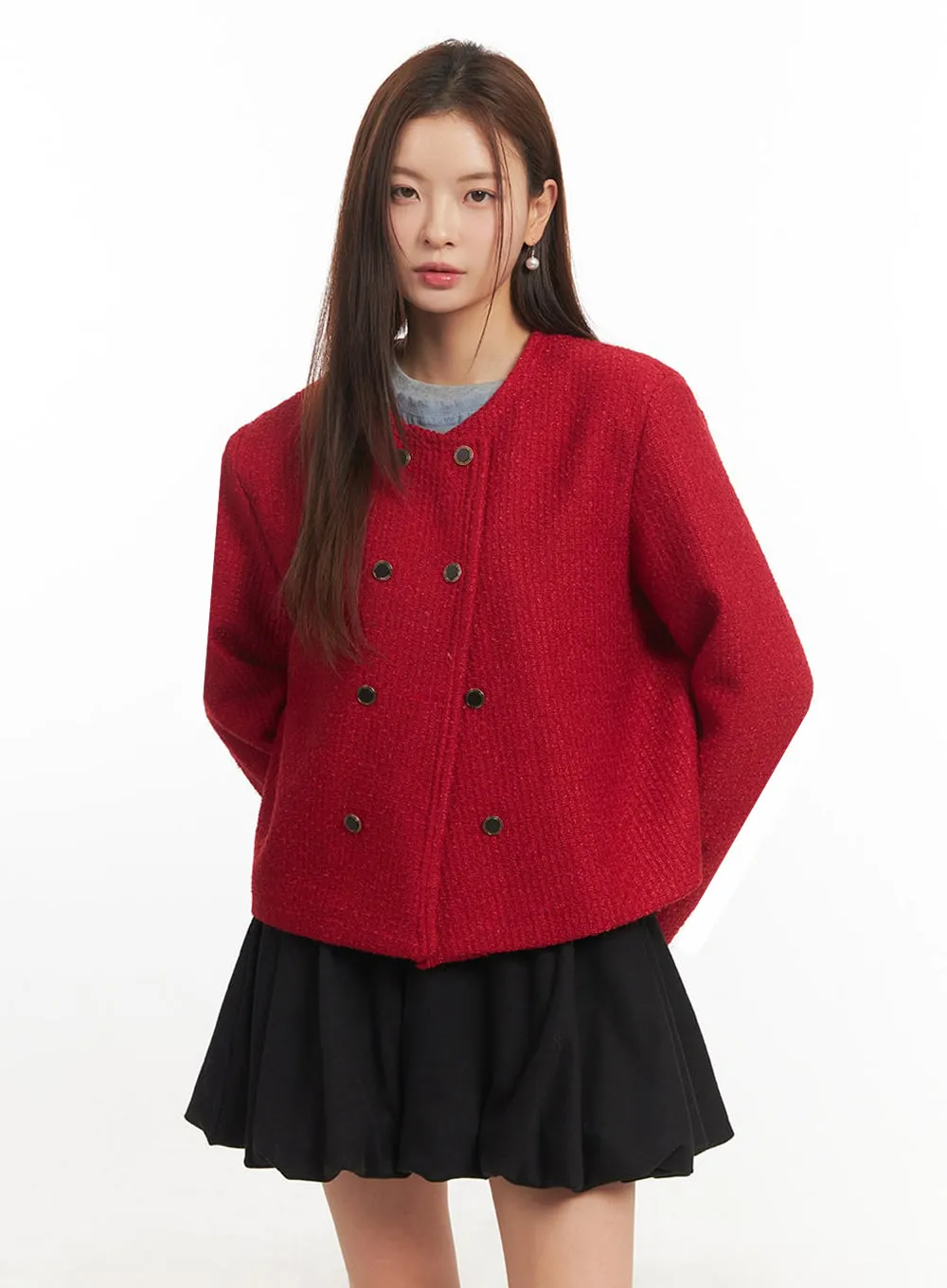 Buttoned Tweed Jacket IM513