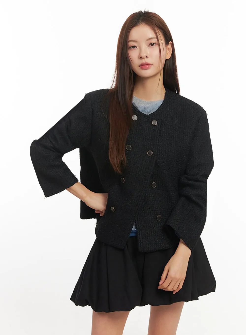 Buttoned Tweed Jacket IM513