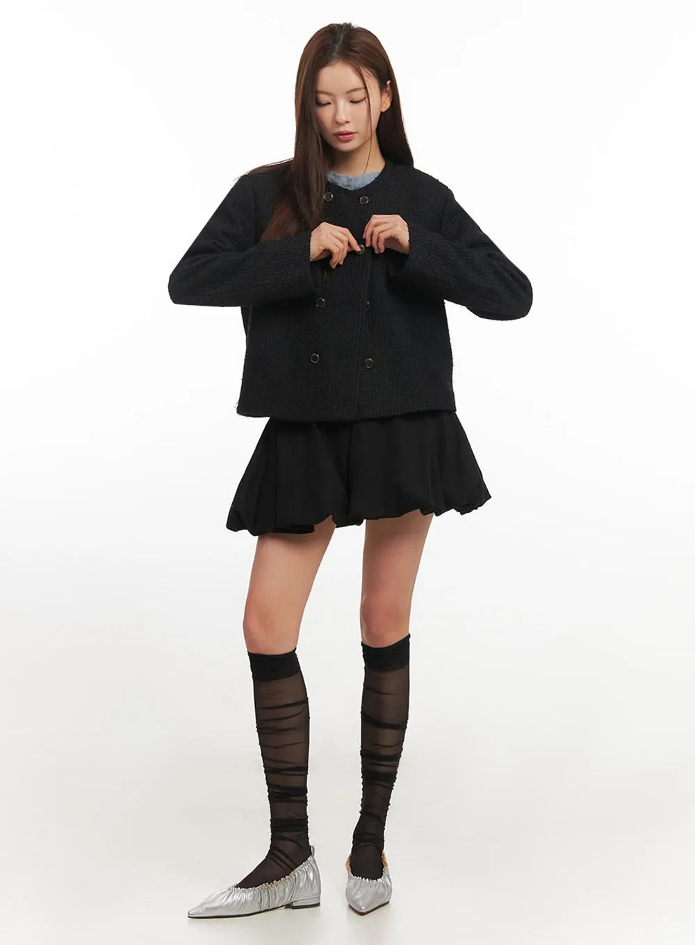 Buttoned Tweed Jacket IM513