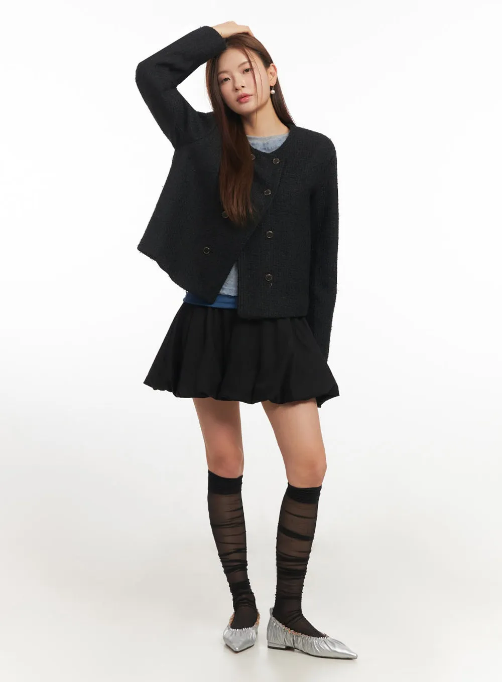 Buttoned Tweed Jacket IM513