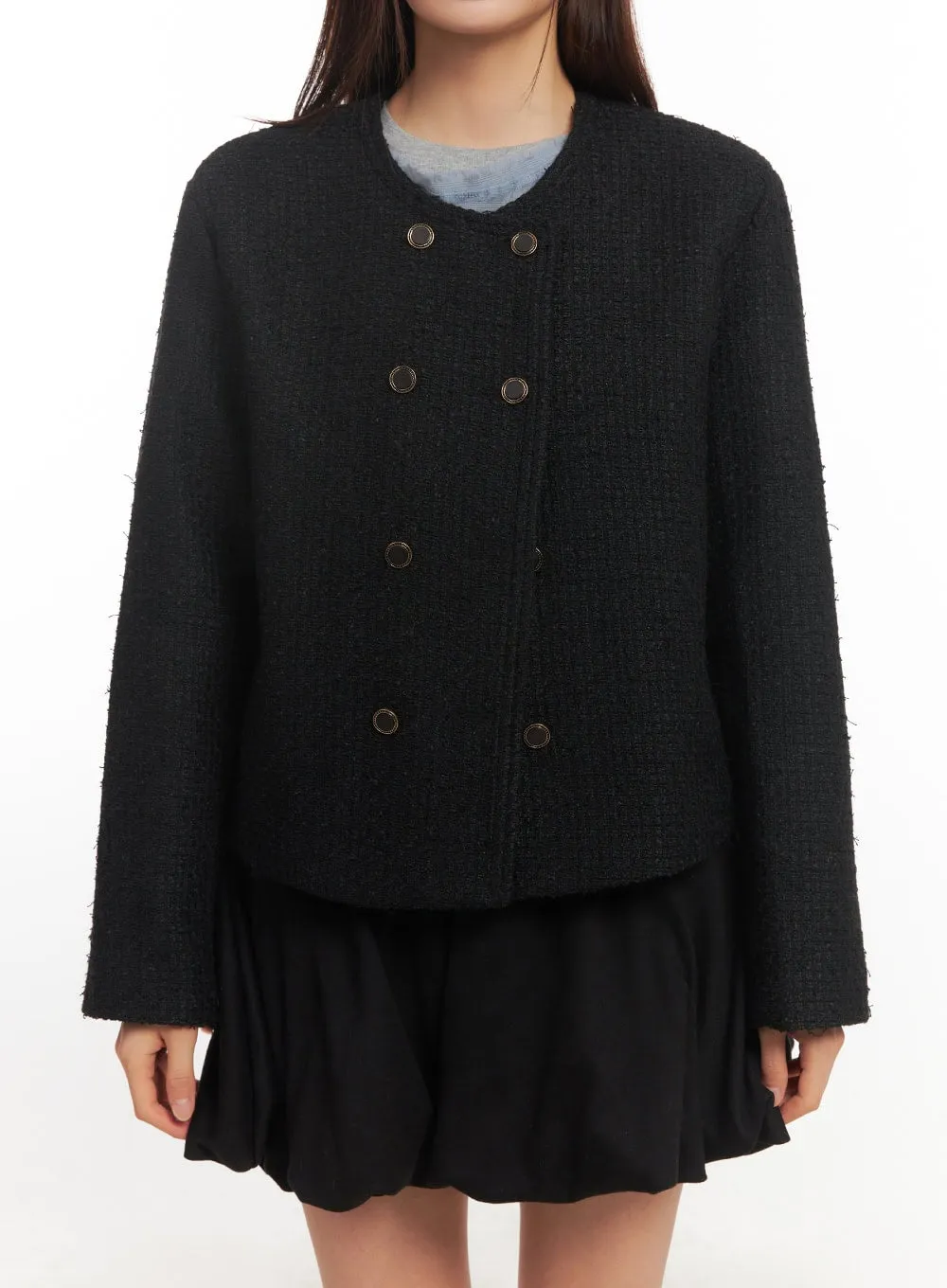 Buttoned Tweed Jacket IM513