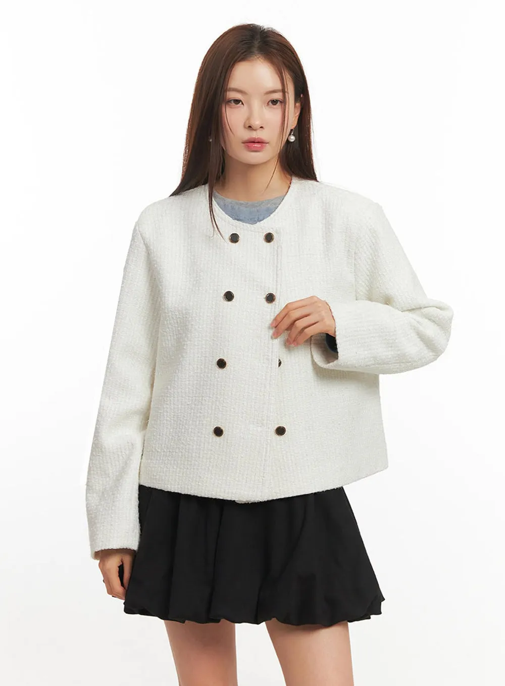 Buttoned Tweed Jacket IM513