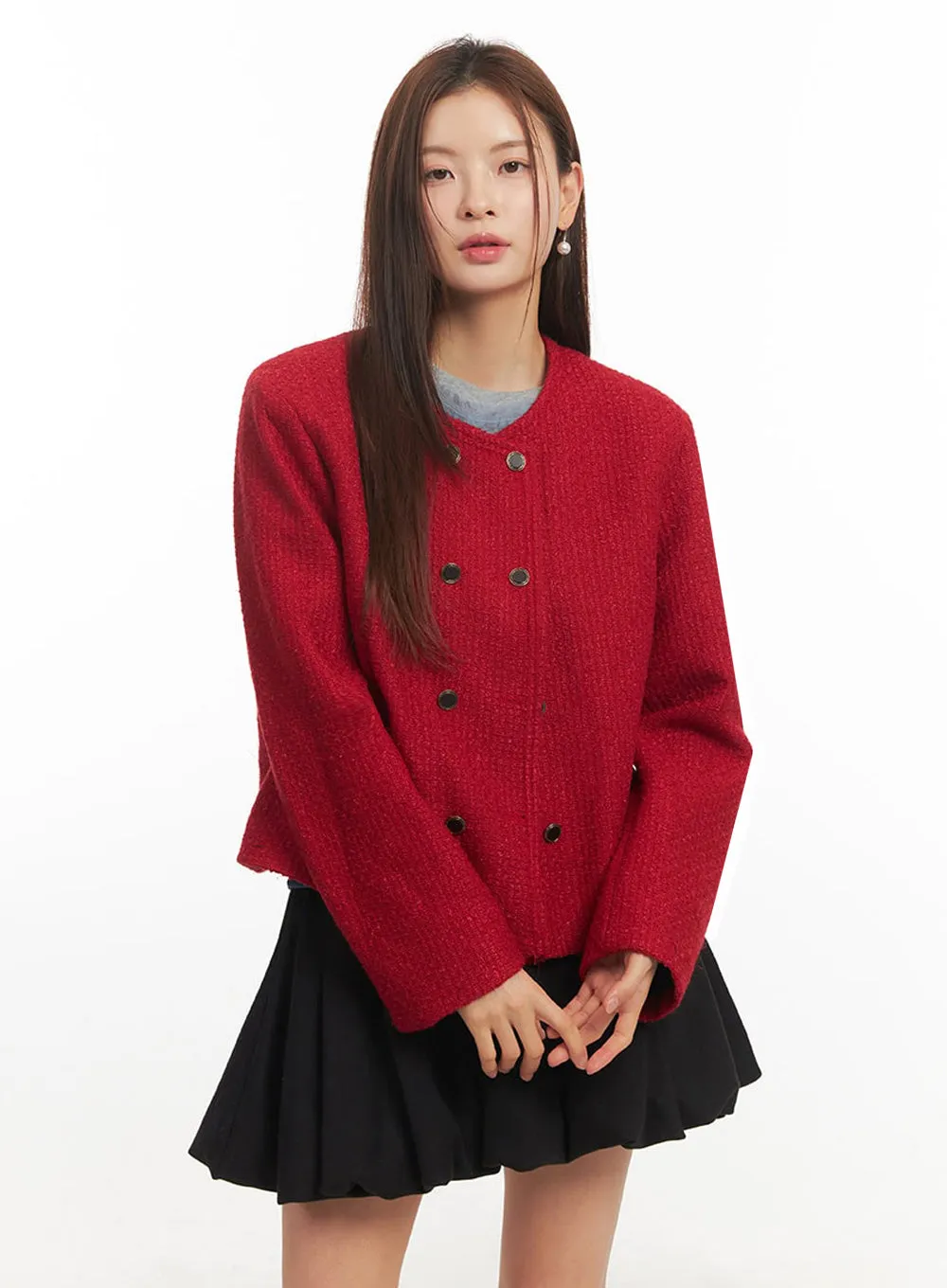 Buttoned Tweed Jacket IM513