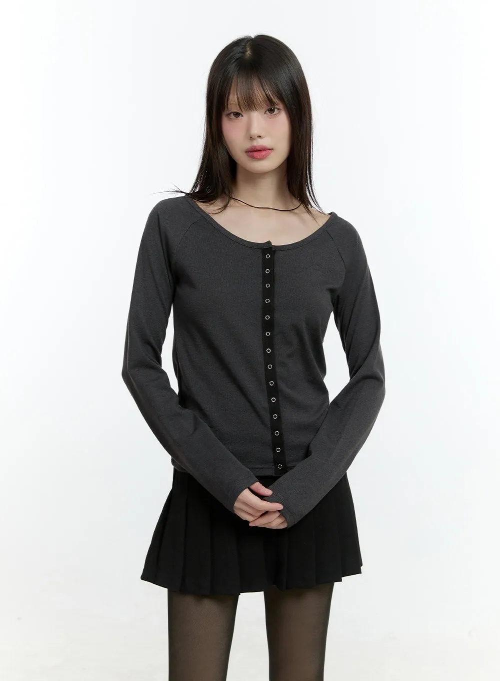 Contrast Buttoned Cardigan CF507