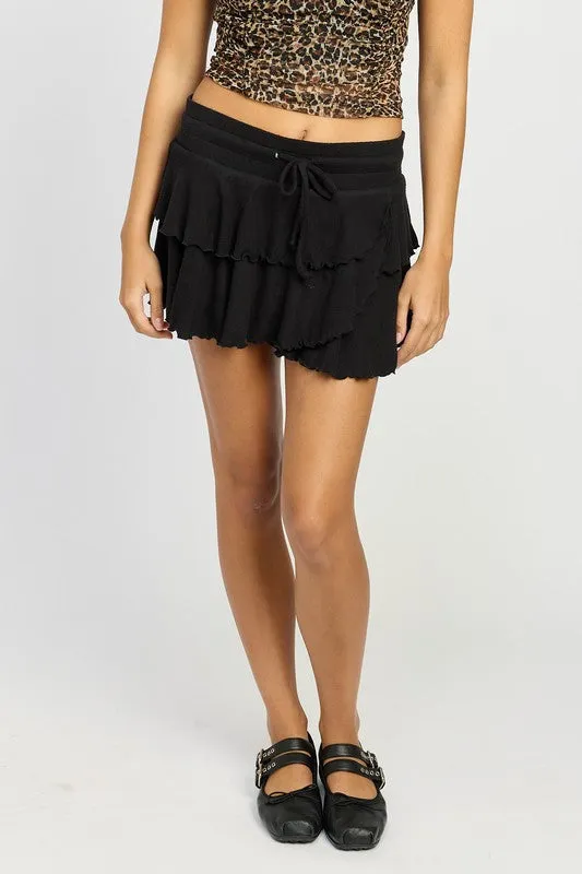 Cute Tiered Ruffle Mini Fashion Skirt Short Skort