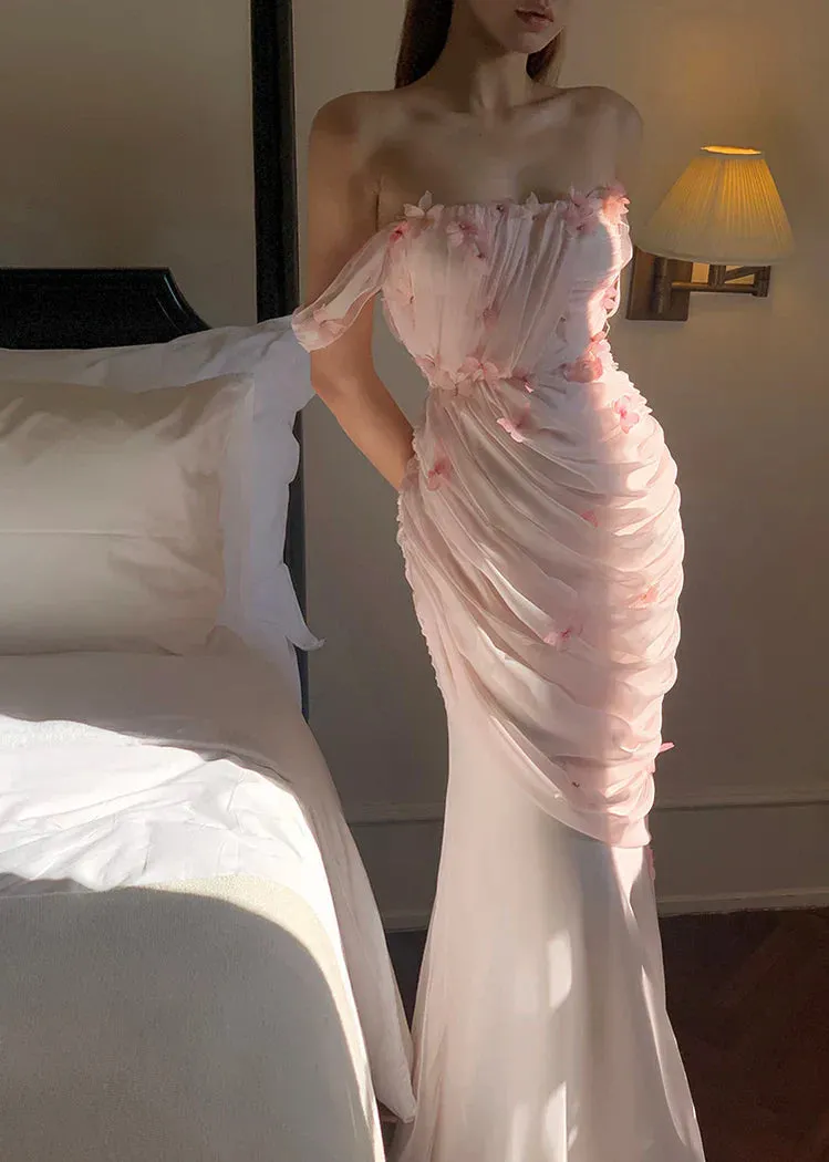 Formal Wear Dresses Pink Off Shoulder Tulle Mermaid Fairy Long Prom Dress Prom Dresses Shops Formal Women's Dresses