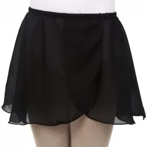 Girls Georgette Black Mock Wrap Pull On Skirt (Variety of sizes)