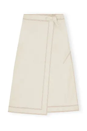 Herringbone Canvas Long Wrap Skirt