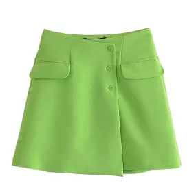 HIGH WAIST GREEN MINI SKIRT