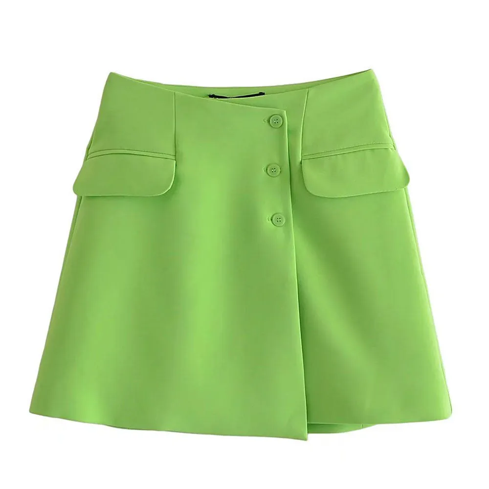 HIGH WAIST GREEN MINI SKIRT