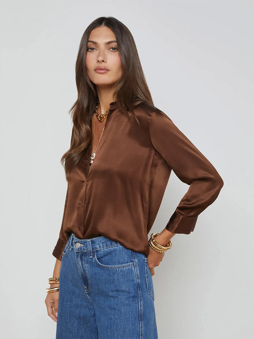 L'Agence Dani Blouse in Hot Fudge