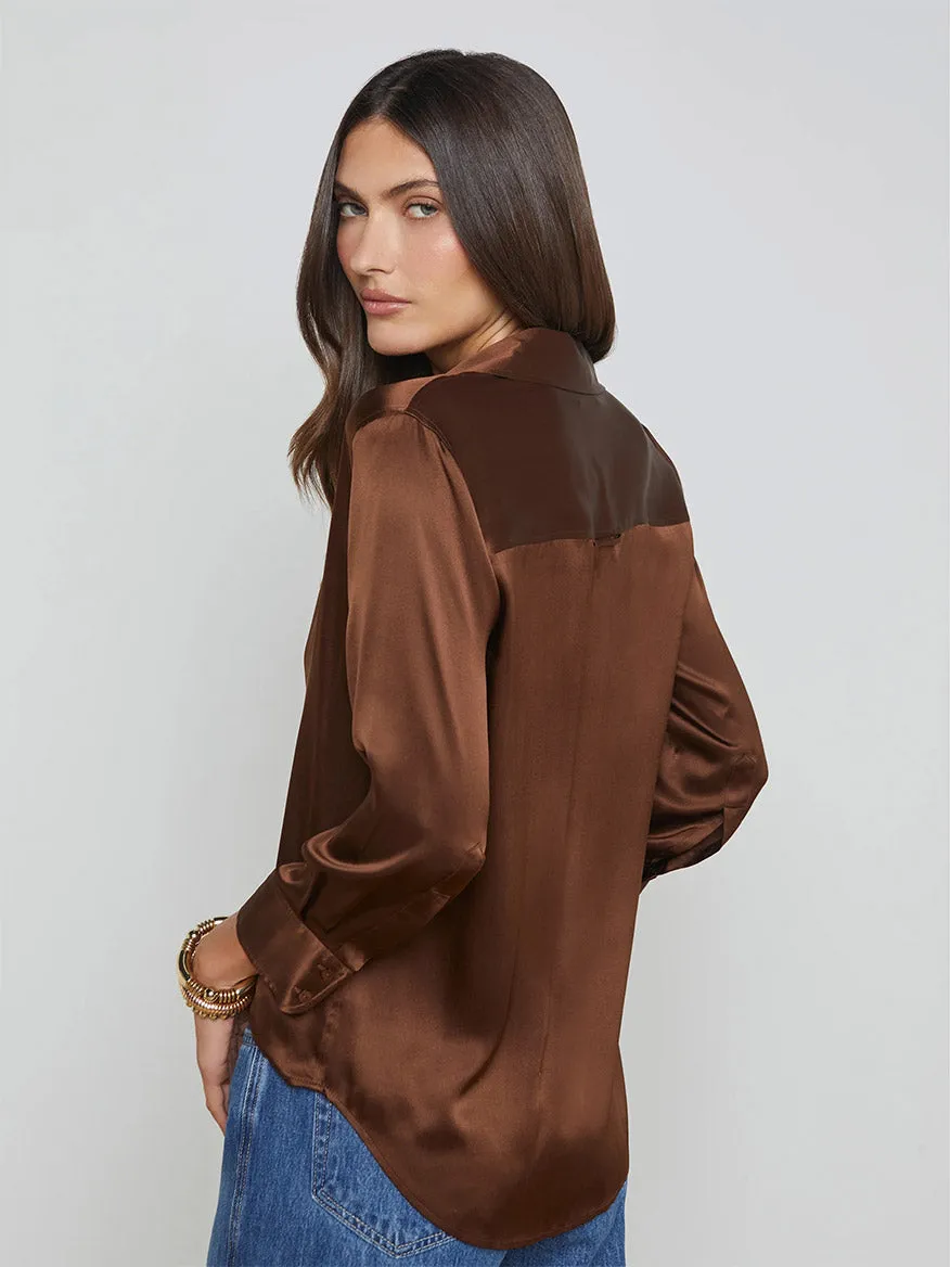 L'Agence Dani Blouse in Hot Fudge