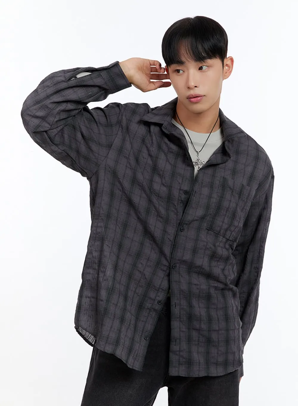 Men's Checkered Buttoned Shirt IS412
