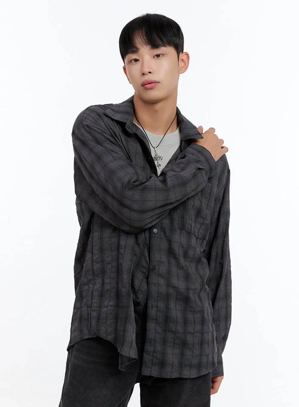 Men's Checkered Buttoned Shirt IS412