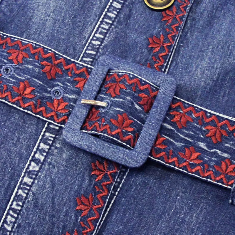 Mid-length belted Denim dress