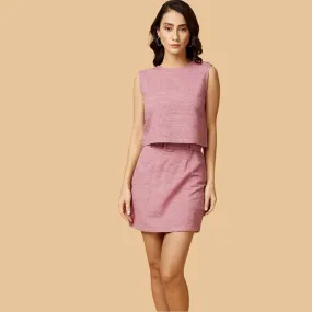 Mini Skirt | Straight Fit | Feminine & Elegant | Belt | Peace Silk | Stylish | Pink