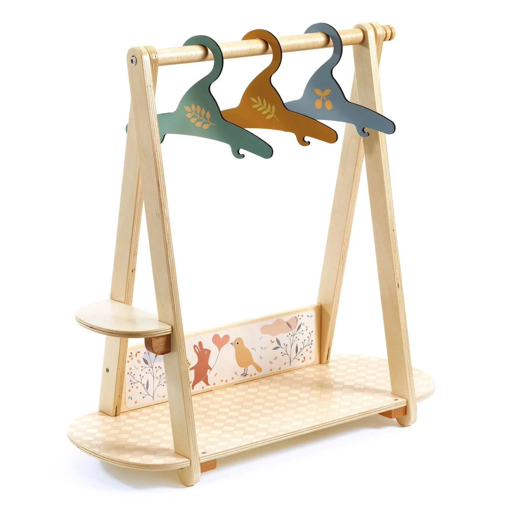 Pomea Dolls Large Clothing Rack   3 Wooden Hangers
