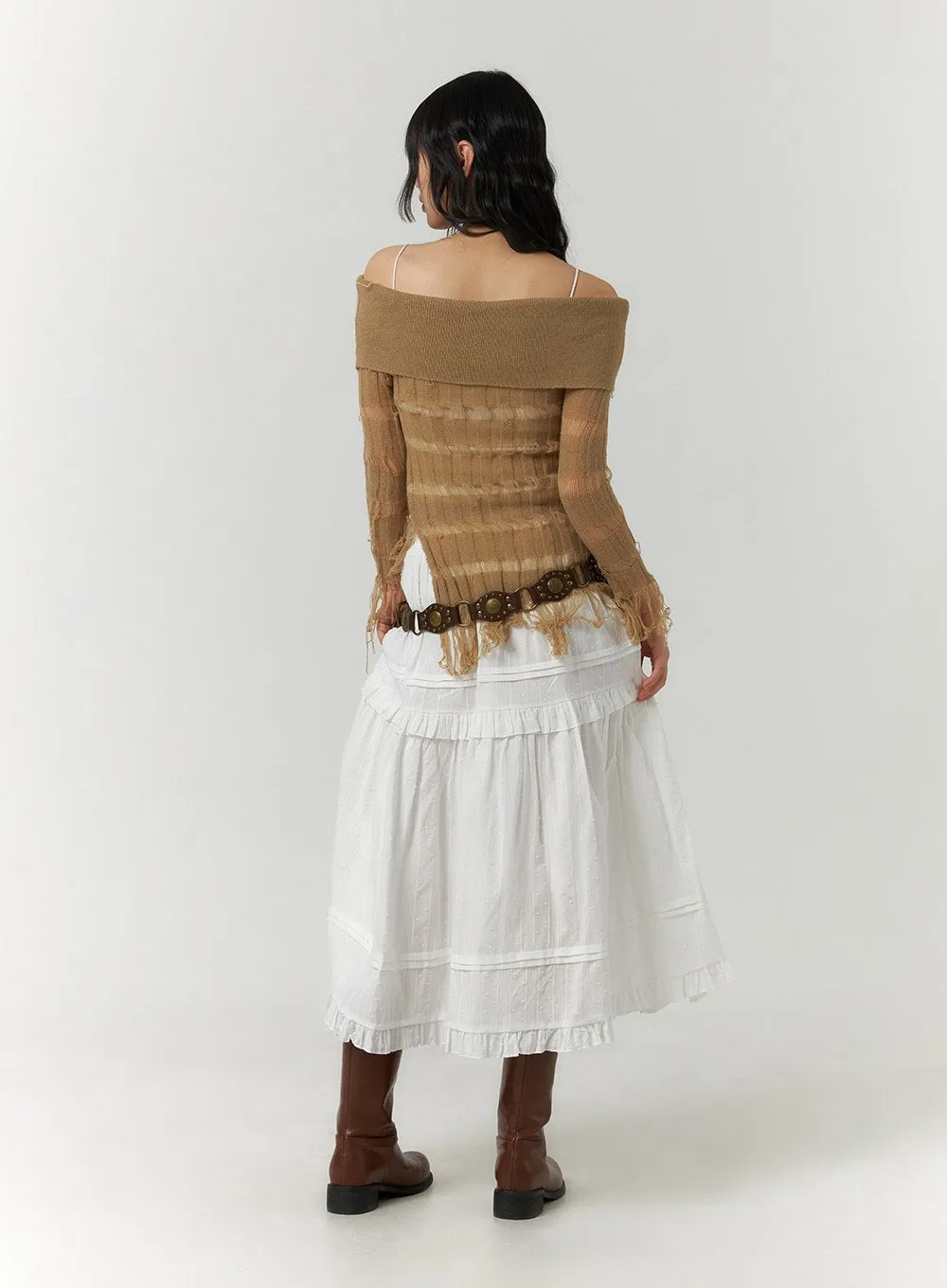 Chic Ruffled Tiered Maxi Skirt - Style CF406