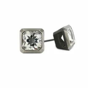 Series 20 | Oblique Sterling Earring, Blackened Silver   Quartz or Topaz