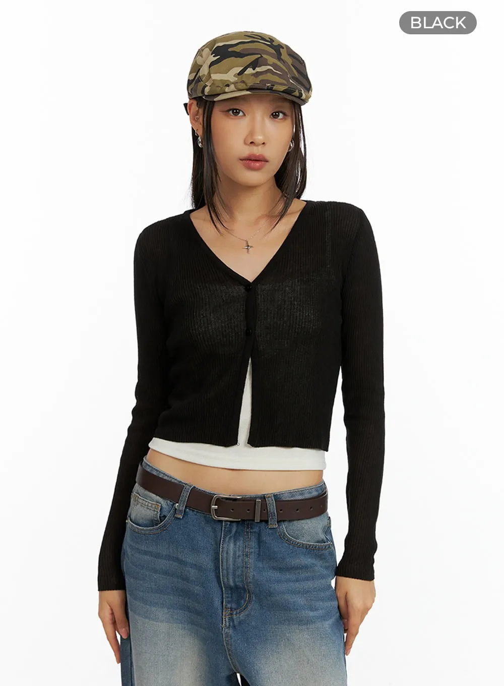 Sheer Buttoned Cardigan IL409