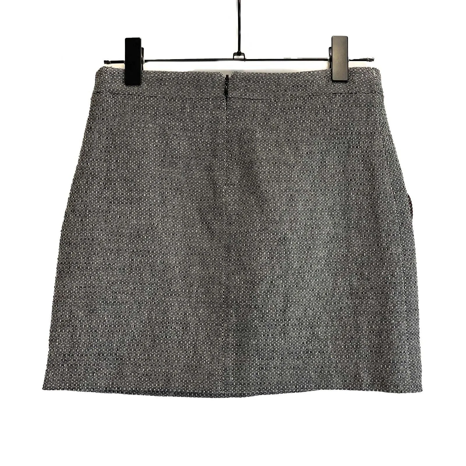 Stella McCartney Wool Mini Grey Tweed Embroidered Mini Skirt 38 US 4-6 Small