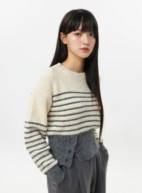 Stripe Buttoned Sweater OS306
