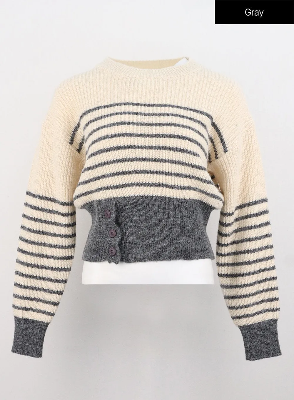 Stripe Buttoned Sweater OS306
