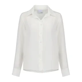 The Gemma Silk Button Down - White